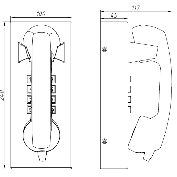 Drawing Telefono Antivandalico JR202-FK frente