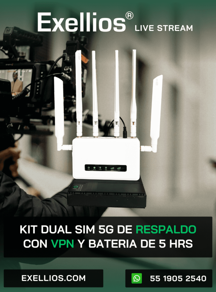 Kit Dual sim 5G de Respaldo con VPN y Bateria de 5hrs